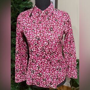 NWT Talbots Pink Patterned Button-Down Blouse